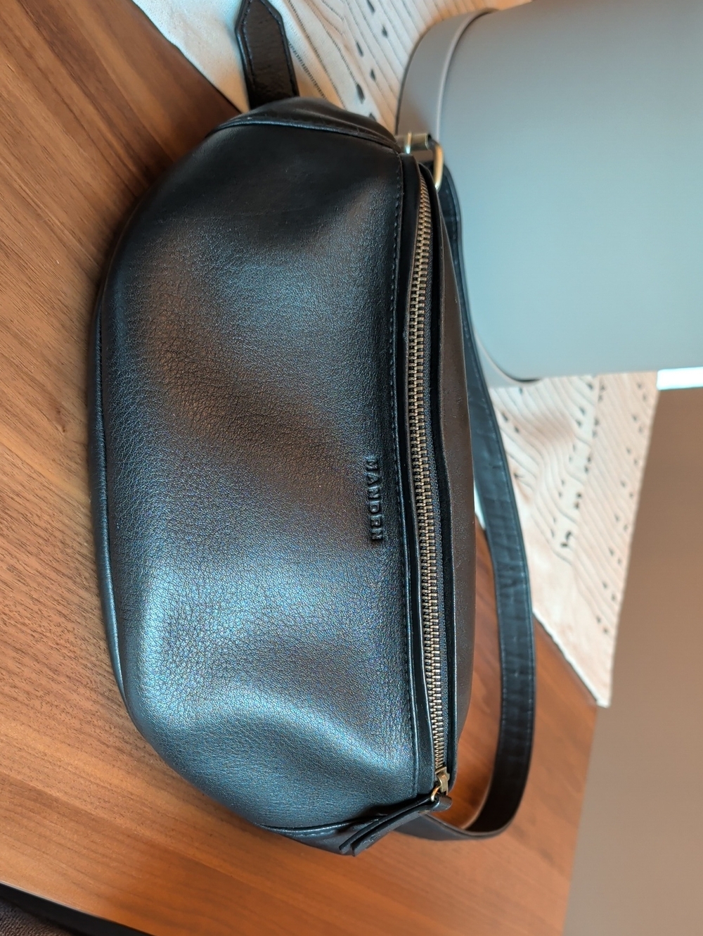 Black Leather Crossbody/Belt/Sling Bag